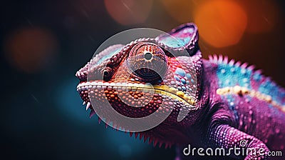 a colorful lizard with sharp teeth Stock Photo