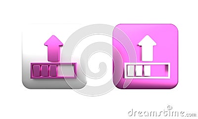 Colorful Loading icon isolated on white background. Upload in progress. Progress bar icon. Square button. 3D render Cartoon Illustration