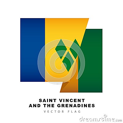 Colorful logo of the german flag. Flag of Saint Vincent and the Grenadines. Vector illustration isolated on white background Vector Illustration
