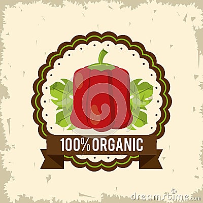 Colorful logo of organic food with peppers Vector Illustration