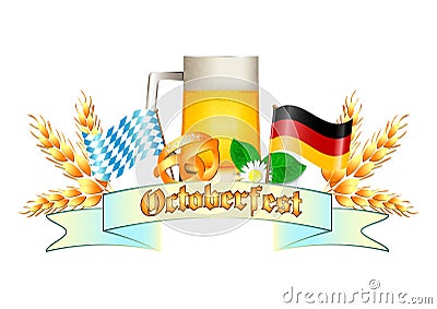 Colorful logo for postcards and greetings with Oktoberfest Vector Illustration