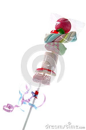 Colorful lolipop with varied candy stacked Stock Photo