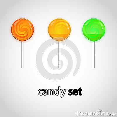 Colorful lollipop candy collection. Vector Illustration