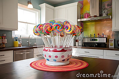 Colorful lollipop centerpiece, a sweet addition to any kitchen Stock Photo