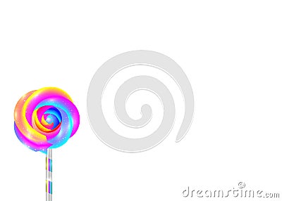 Colorful lollipop with flower shape background, swirl lollipop. Colored sugar candies with white space for text, vector isolated Vector Illustration