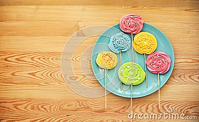 Colorful lollipops and different colored round candy Stock Photo