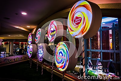 Colorful lollipops outside Weeny Beeny shop Editorial Stock Photo