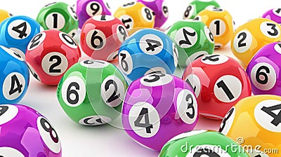 Colorful Lottery Balls Representing Destiny Numbers Stock Photo