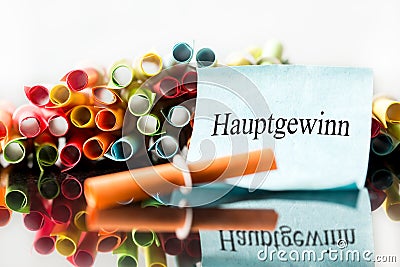 Colorful lottery tickets, ticket with german word Stock Photo