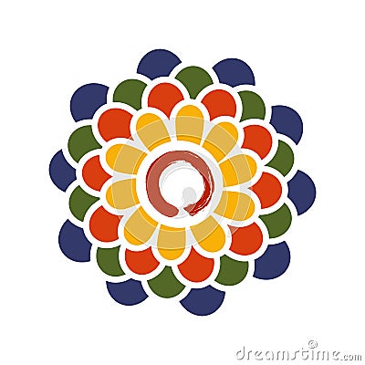 Colorful Lotus and Zen circle illustration Vector Illustration