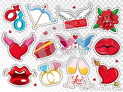 Colorful Love Badges Set Vector Illustration