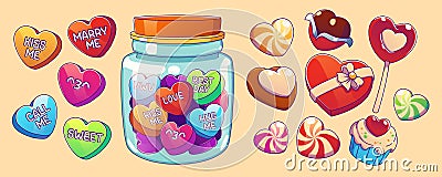 Colorful love conversation candies on background Vector Illustration