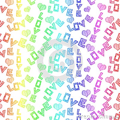 Colorful Love Words Seamless pattern Stock Photo