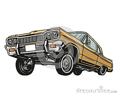 Colorful low rider retro car concept Vector Illustration