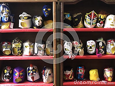 colorful Lucha Libre Mexican professional wrestling masks Editorial Stock Photo