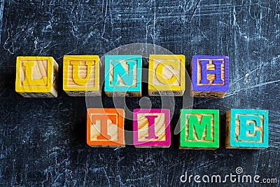 Colorful lunch wooden blocks Stock Photo