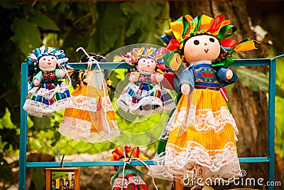 Colorful Lupita Dolls named after Guadalupe Janitzio Island Patzcuaro Lake Mexico Stock Photo