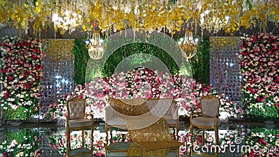 Colorful luxury floral wedding stage decoration Stock Photo