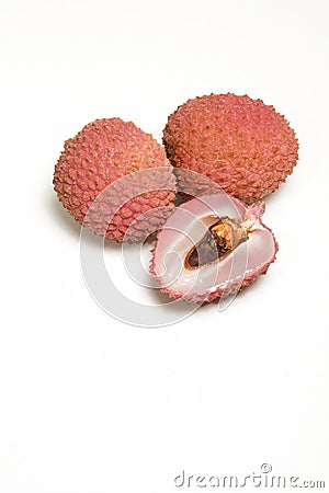 Colorful lychees isolated Stock Photo