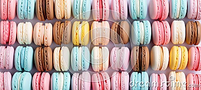 Colorful macarons cake with sweet macaroon minimal concepts pattern on food background Stock Photo