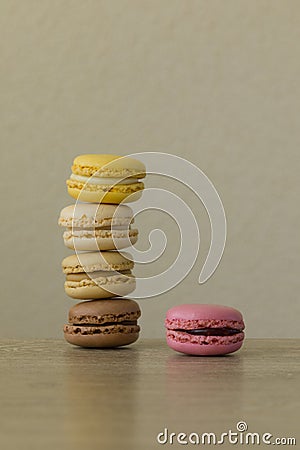 Colorful macarons. Sweet French cakes Stock Photo