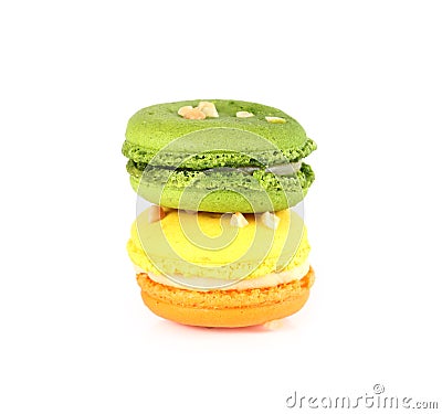 Colorful macarons on white backrgound Stock Photo