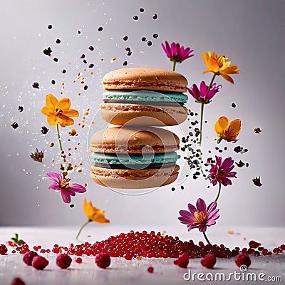 Colorful macaroons, sweet french pastry dessert Stock Photo