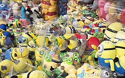 Colorful made in China minions puppets and teddy for sale Editorial Stock Photo