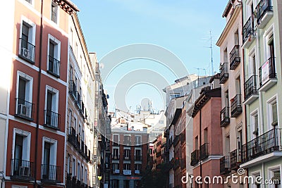 Colorful Madrid street Editorial Stock Photo
