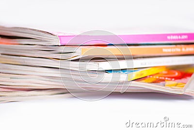 Colorful magazines close up Stock Photo