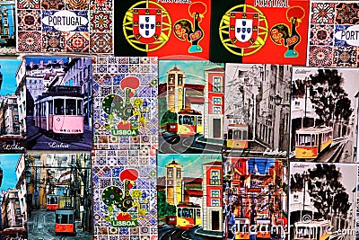 Colorful magnet souvenirs of Lisbon city Stock Photo