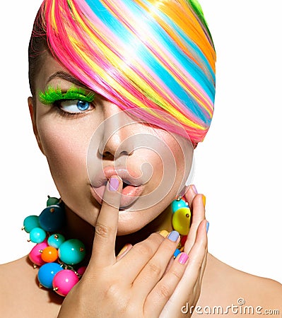 Colorful Makeup, Hair and Accessories Stock Photo