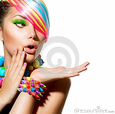 Colorful Makeup, Hair and Accessories Stock Photo