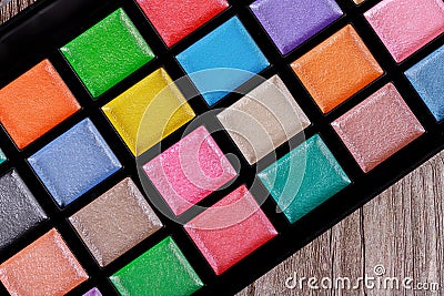 Colorful makeup palette, eye shadow in box Stock Photo