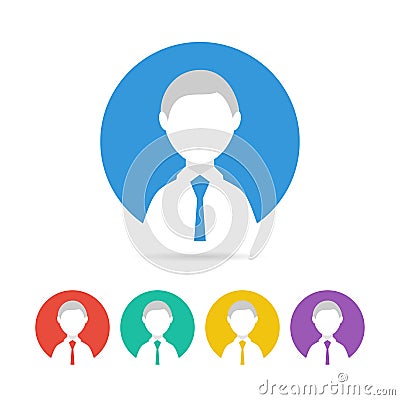 Colorful male user sign icon. Human avatar. Vector Illustration