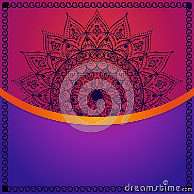 Colorful mandala card. Template for business card or invitation. Vector Illustration