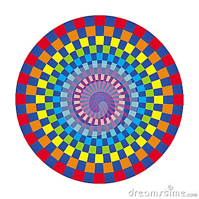 Colorful mandala of colored squares. Openwork circular ornament Vector Illustration