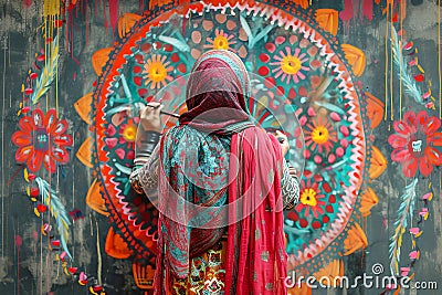 Colorful Mandala Creation for Holi Stock Photo