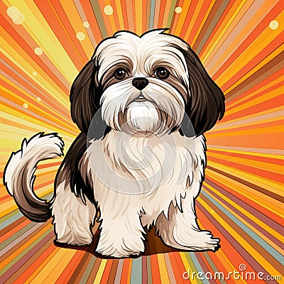 Colorful Manga Style Shih Tzu Dog Illustration With Iconic Symbolism Stock Photo