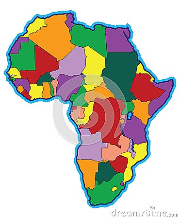 Colorful Map of Africa Stock Photo