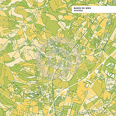 Colorful map of Baden bei Wien, Austria Vector Illustration