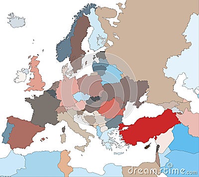 Colorful Map of European Countries Vector Illustration