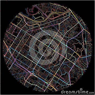 Colorful Map of Fremont, California with all major and minor roads Vector Illustration