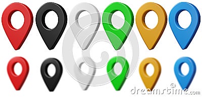 Colorful map location pinpointers set. 3D render Stock Photo