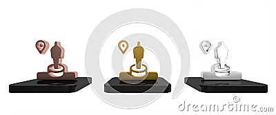 Colorful Map pin and monument icon isolated on white background. Navigation, pointer, location, map, gps, direction Cartoon Illustration