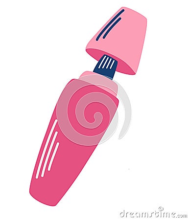 Colorful marker. Pink felt-tip pen. Tools for artist, school equipment, office supplies. Cartoon flat vector illustration isolated Vector Illustration