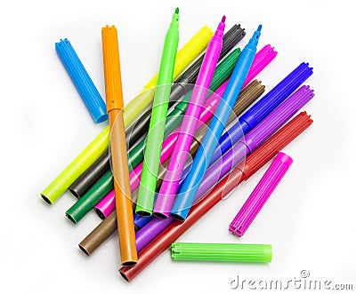 Colorful markers pens Multicolored Felt Pens Stock Photo