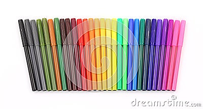 Colorful markers in a row Stock Photo