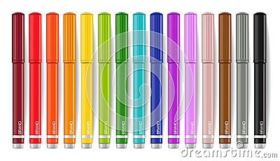 Colorful markers set Vector realistic. 3d detailed illustrations Vector Illustration