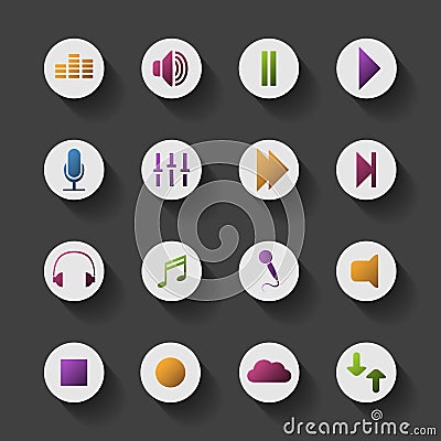 Colorful Media Related Icon Set Design Vector Illustration